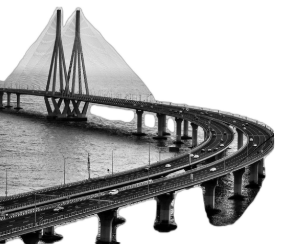 Mumbai's Bandra-Worli Sea Link in black and white