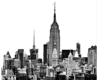 New York City skyline in black and white